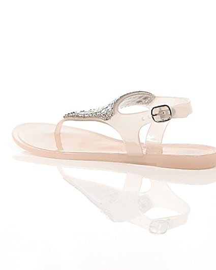 360 degree animation of product Girls blush pink diamante jelly sandals frame-20