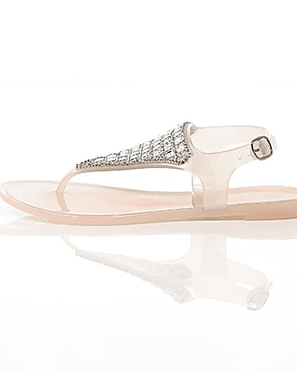 360 degree animation of product Girls blush pink diamante jelly sandals frame-22