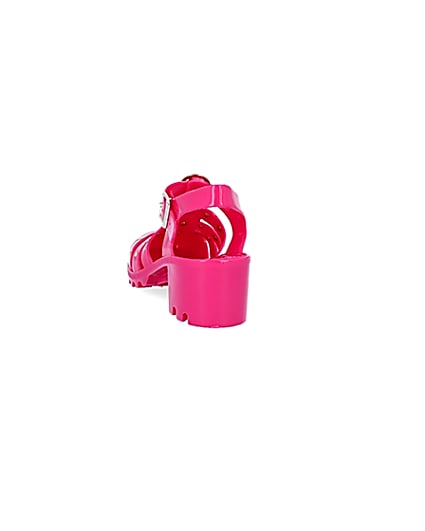 360 degree animation of product Girls bright pink jelly heeled sandals frame-8