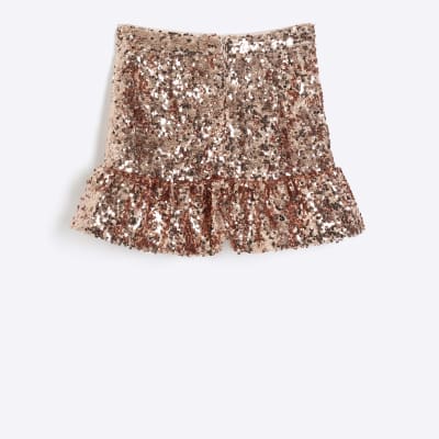 Gold sequin skirt river island sale