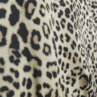 River Island Brown Tiger Print Short Sleeve Shirt