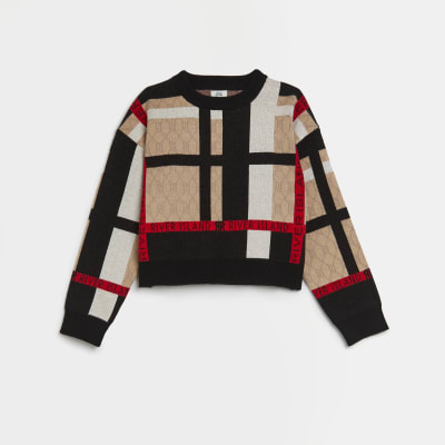 brown check jumper