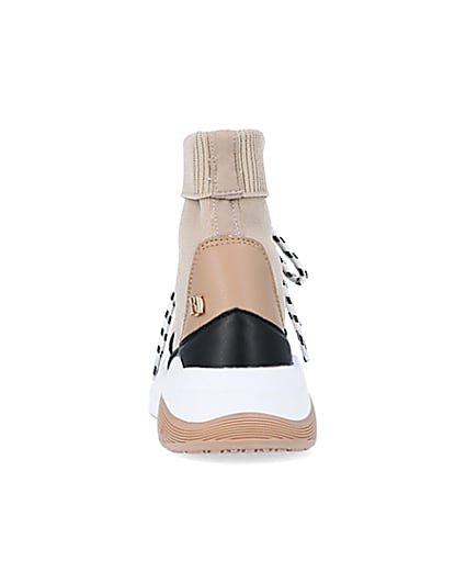360 degree animation of product Girls Brown Colourblock Sock Trainers frame-9