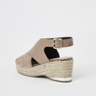 crossover wedge sandals