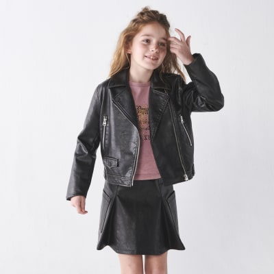 River island children's leather hot sale jacket