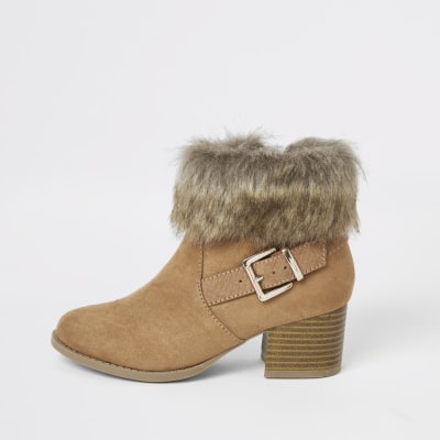 faux fur heel boots