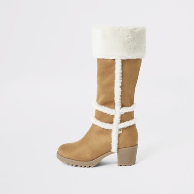 girls brown knee boots