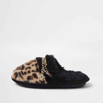 girls leopard slippers