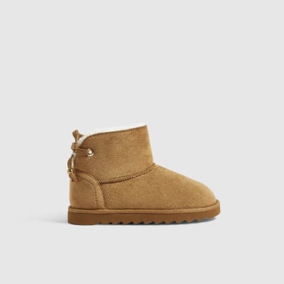 Girls Brown Faux Suede Boots