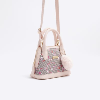 River Island Girls Brown Floral Monogram Bag