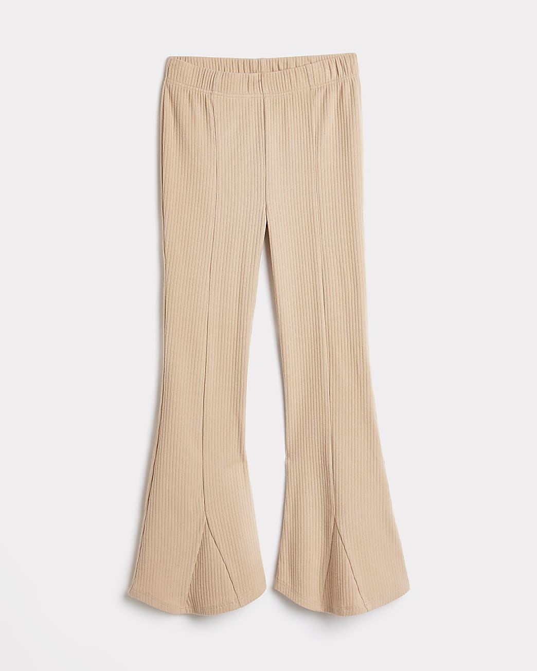 Girls brown front split rib flared trousers