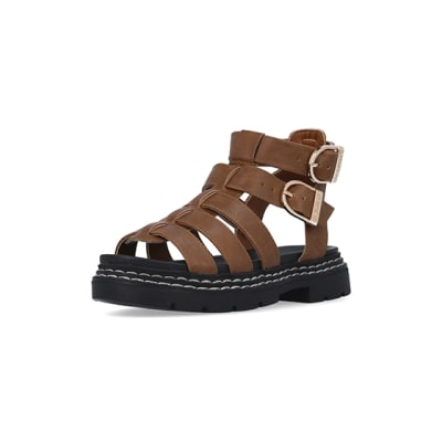 360 degree animation of product Girls Brown Gladiator Sandals frame-0