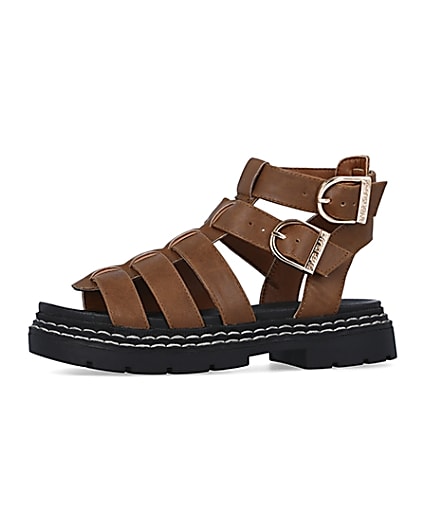 360 degree animation of product Girls Brown Gladiator Sandals frame-2