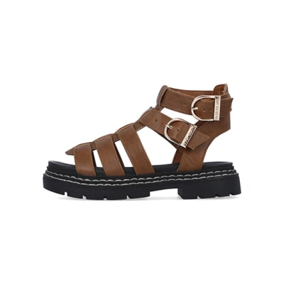 360 degree animation of product Girls Brown Gladiator Sandals frame-3
