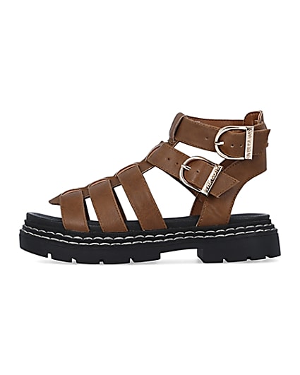 360 degree animation of product Girls Brown Gladiator Sandals frame-3