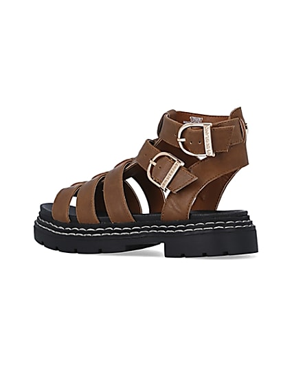 360 degree animation of product Girls Brown Gladiator Sandals frame-5
