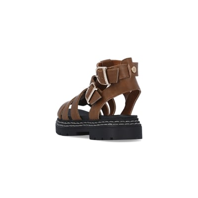 360 degree animation of product Girls Brown Gladiator Sandals frame-7