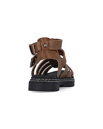 360 degree animation of product Girls Brown Gladiator Sandals frame-10