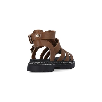 360 degree animation of product Girls Brown Gladiator Sandals frame-11