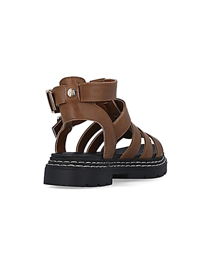 360 degree animation of product Girls Brown Gladiator Sandals frame-11