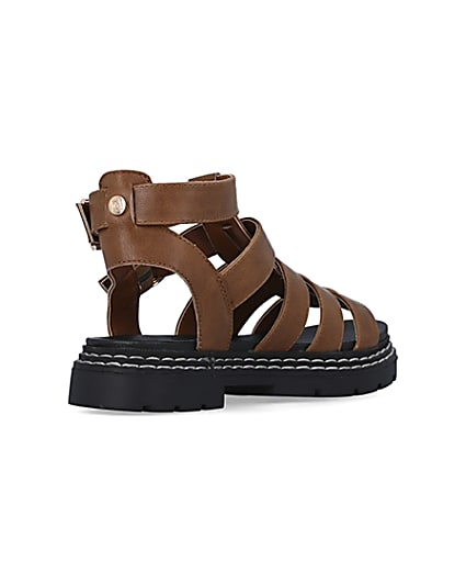 360 degree animation of product Girls Brown Gladiator Sandals frame-12