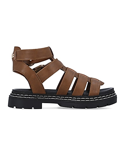 360 degree animation of product Girls Brown Gladiator Sandals frame-15