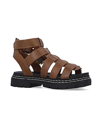 360 degree animation of product Girls Brown Gladiator Sandals frame-17