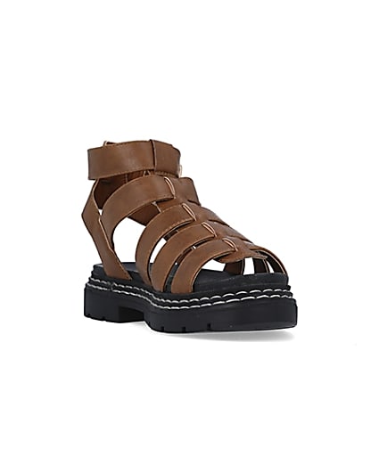 360 degree animation of product Girls Brown Gladiator Sandals frame-19