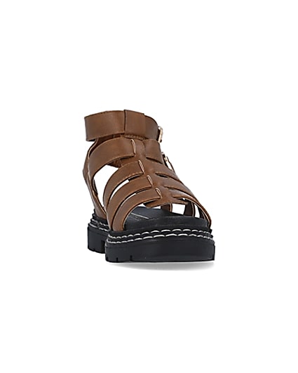 360 degree animation of product Girls Brown Gladiator Sandals frame-20