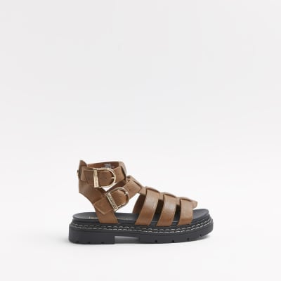 Girls Brown Gladiator Sandals River Island