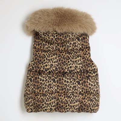 【ORDINARY JOY】Leopard Fur gilet Green Leopard Print Faux Fur Gilet | Oliver Bonas