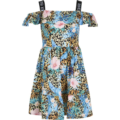 leopard bardot dress