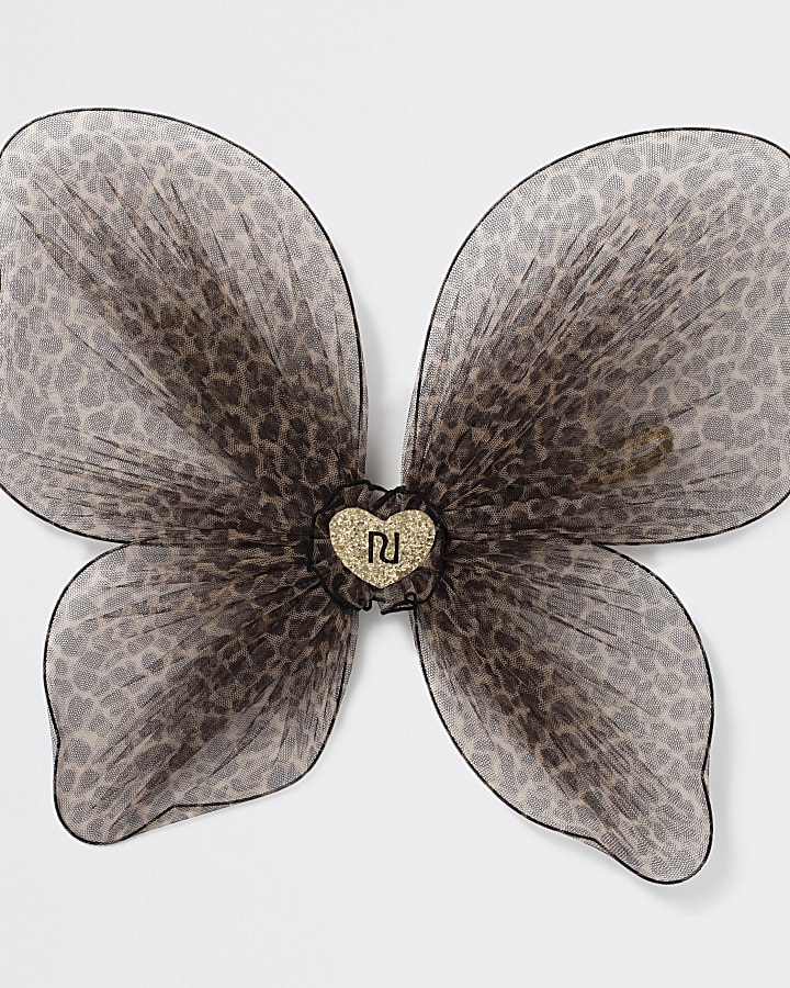 Girls brown leopard print butterfly wings