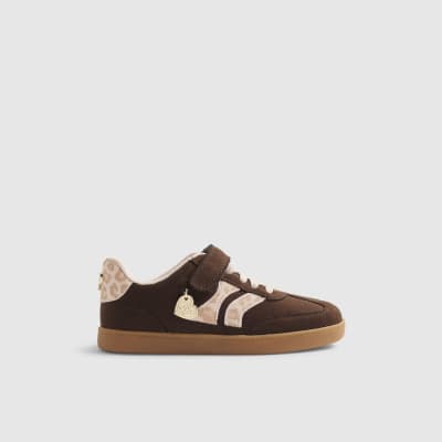 Girls Brown Leopard Stripe Trainers