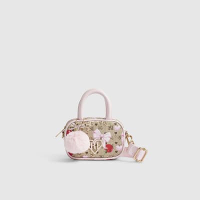 Girls Brown Monogram Crossbody Bag