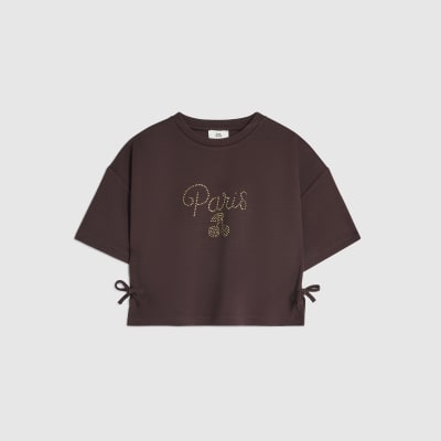 Girls Brown Paris Cherry Bow T-Shirt