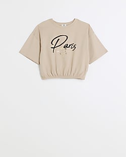 Girls Brown Paris Graphic Cinched T-shirt