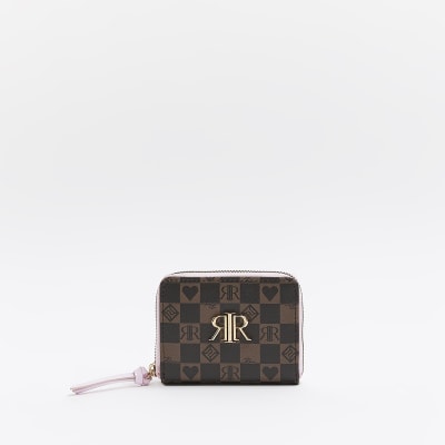 Girls brown RI checkerboard purse