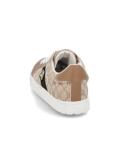 360 degree animation of product Girls brown RI monogram bee trainers frame-11