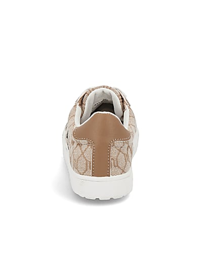 360 degree animation of product Girls brown RI monogram bee trainers frame-12