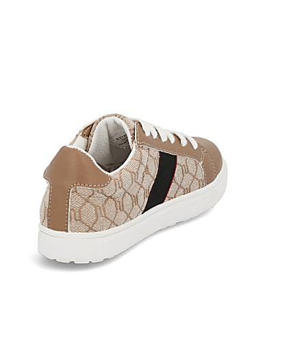 360 degree animation of product Girls brown RI monogram bee trainers frame-14