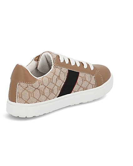 360 degree animation of product Girls brown RI monogram bee trainers frame-15