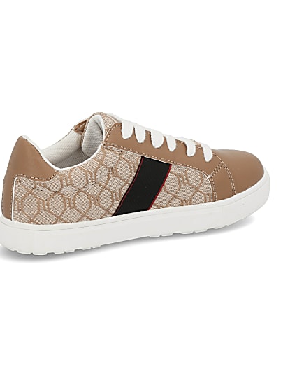 360 degree animation of product Girls brown RI monogram bee trainers frame-16