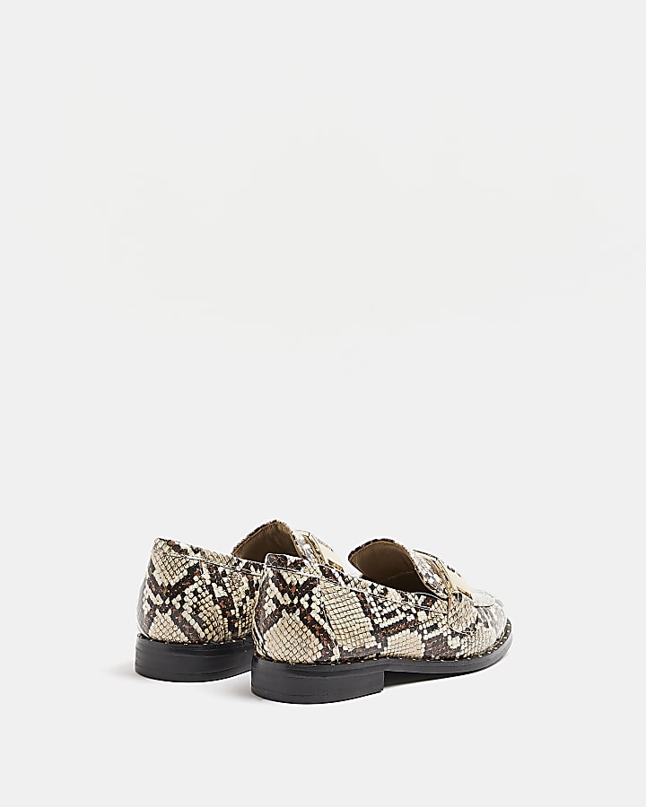 Girls Brown Snake Snaffle Loafers