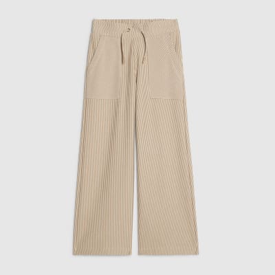 Girls Brown Stripe Wide Leg Trousers