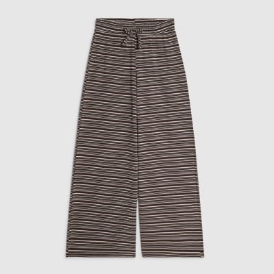 Girls Brown Striped Wide Leg Trousers