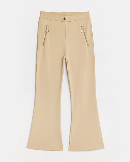 Girls brown wide leg trousers