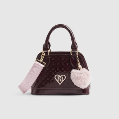 Girls Burgundy Monogram Crossbody Bag