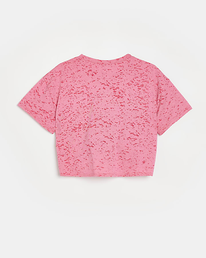 Girls coral embellished t-shirt