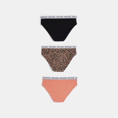 Girls Coral Leopard Briefs 3 pack
